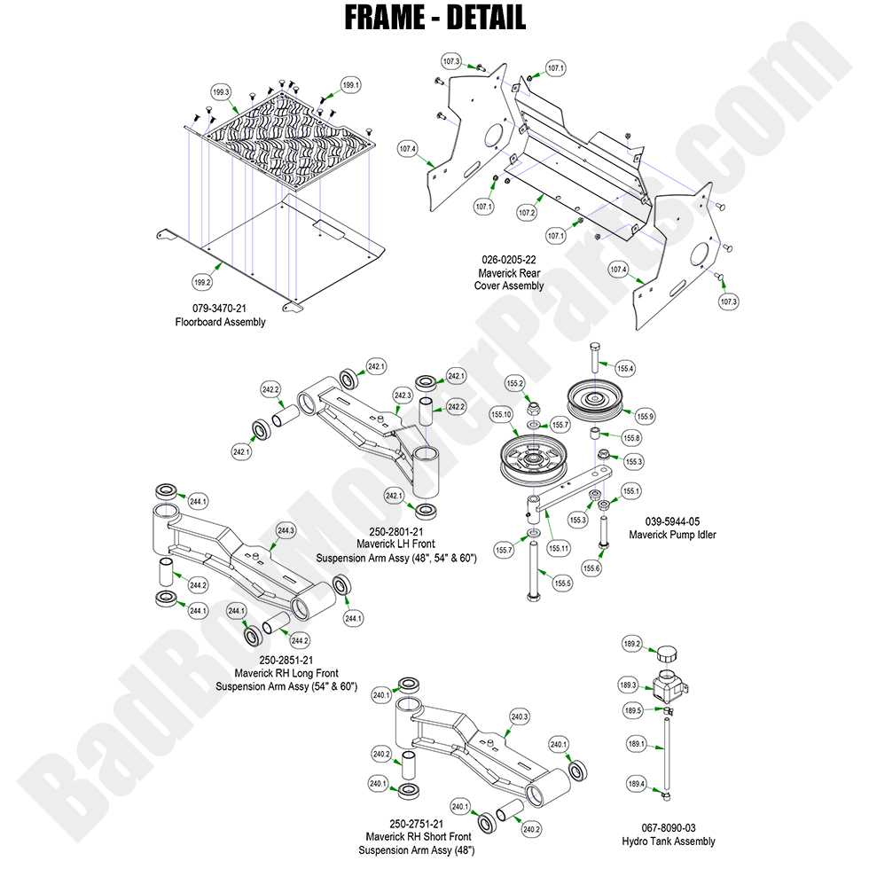 3129 - Bad Boy Mower Parts Lookup > 2023 > Maverick HD > Frame - Detail
